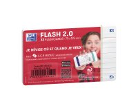 Fiches bristol flash 2.0 Oxford 75x125mm 32 fiches s/film ligné 7mm cadre blanc