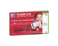 Fiches bristol flash 2.0 Oxford 75x125mm 32 fiches s/film ligné 7mm assorti carton