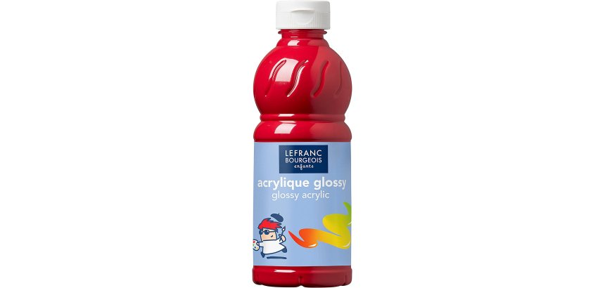 Peinture acrylique lefranc bourgeois glossy fluide brillante indélébile multi-supports rouge primaire flacon 500ml