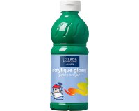 Peinture acrylique lefranc bourgeois glossy fluide brillante indélébile multi-supports vert brillant flacon 500ml