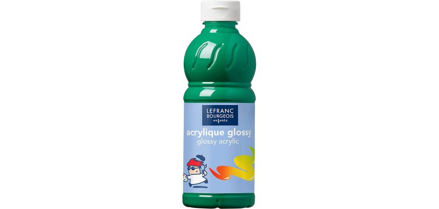 Peinture acrylique lefranc bourgeois glossy fluide brillante indélébile multi-supports vert brillant flacon 500ml