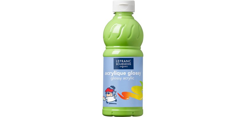 Peinture acrylique lefranc bourgeois glossy fluide brillante indélébile multi-supports vert anis flacon 500ml