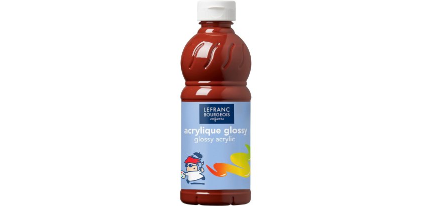 Peinture acrylique lefranc bourgeois glossy fluide brillante indélébile multi-supports terre sienne brûlée flacon 500ml