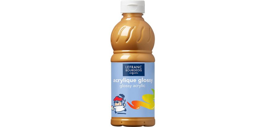 Peinture acrylique lefranc bourgeois glossy fluide brillante indélébile multi-supports or flacon 500ml