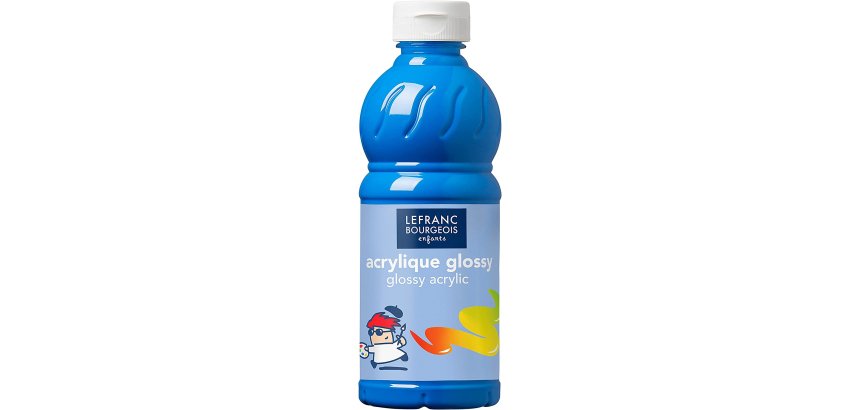 Peinture acrylique lefranc bourgeois glossy fluide brillante indélébile multi-supports bleu primaire flacon 500ml