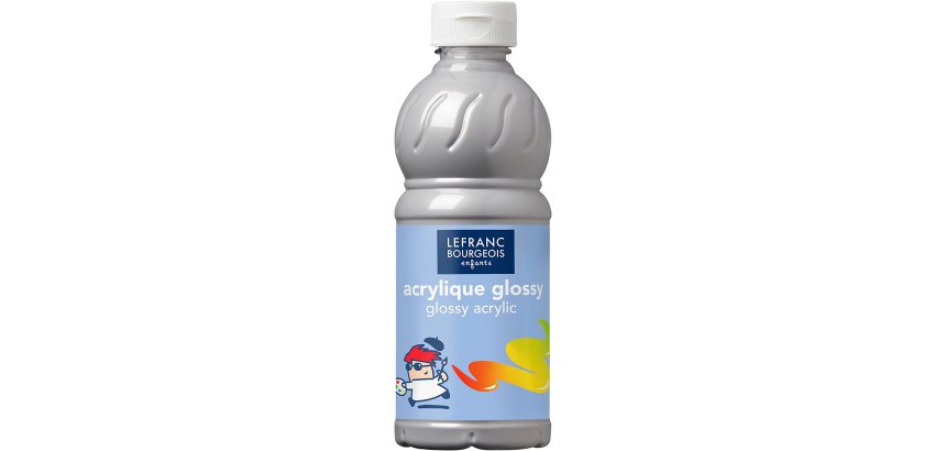 Peinture acrylique lefranc bourgeois glossy fluide brillante indélébile multi-supports argent flacon 500ml