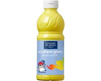 Peinture acrylique lefranc bourgeois glossy fluide brillante indélébile multi-supports jaune primaire flacon 500ml