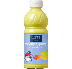 Peinture acrylique lefranc bourgeois glossy fluide brillante indélébile multi-supports jaune citron flacon 500ml