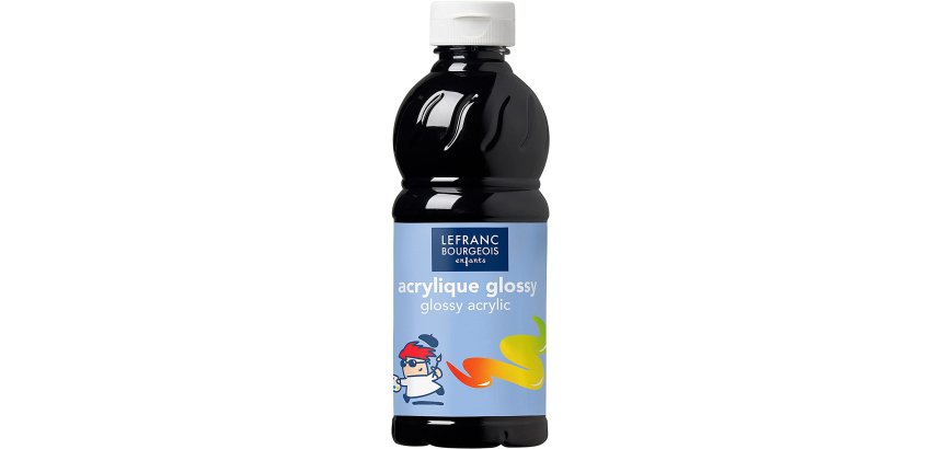Peinture acrylique lefranc bourgeois glossy fluide brillante indélébile multi-supports noir flacon 500ml