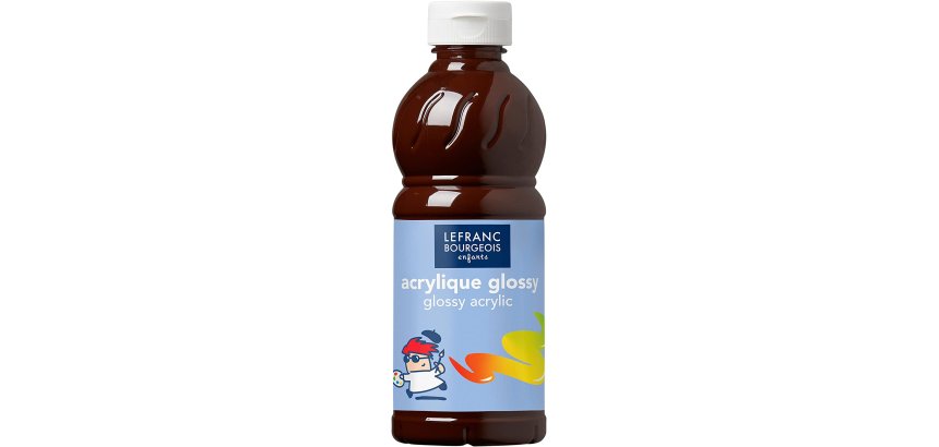 Peinture acrylique lefranc bourgeois glossy fluide brillante indélébile multi-supports chocolat flacon 500ml