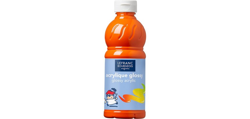 Peinture acrylique lefranc bourgeois glossy fluide brillante indélébile multi-supports orange flacon 500ml