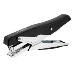 Pince à agrafer q-connect ergonomique 75x25x175mm 25f agrafes 24/6 et 26/6 coloris chromé/noir