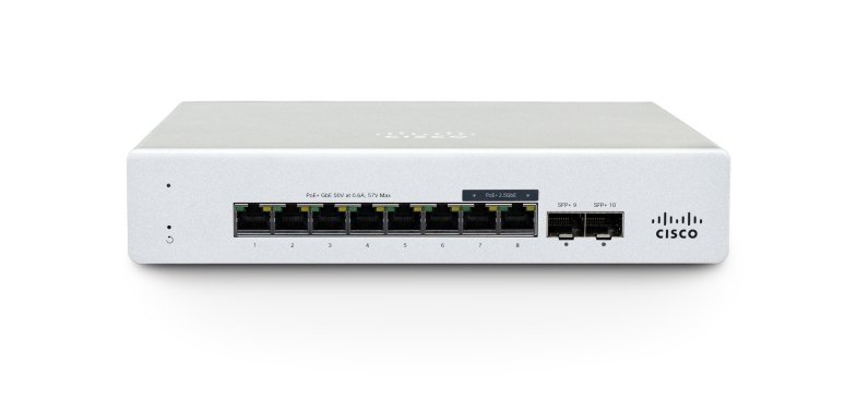 Cisco Meraki MS130-8X commutateur réseau Géré 2.5G Ethernet (100/1000/2500) Connexion Ethernet, supportant l'alimentation via ce port (PoE) 1U Aluminium