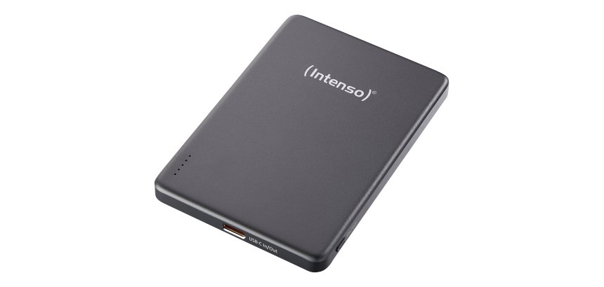 Intenso MW5000 Magnetic Power Bank 5000 mAh – MagSafe Compatible, 15W Wireless Charging, 20W USB-C PD, Slim & Compact – Tested in Germany – Gray