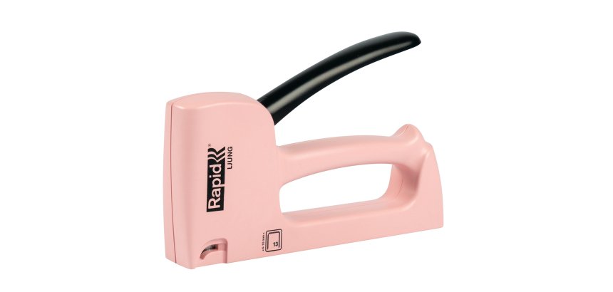 Agrafeuse murale rapid r13 ljung agrafes fil fin n13     poignee ergonomique coloris   rose bruyere