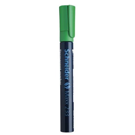 Marqueur permanent MAXX 233, corps en aluminium, pointe biseautée, encre Verte à faible odeur