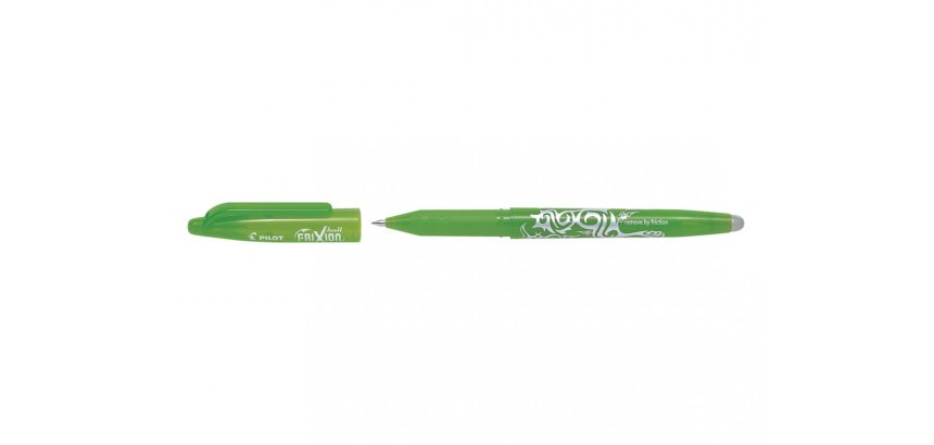 Roller pilot frixion ball écriture moyenne 0.5mm encre effaçable grip préhension rechargeable gomme sertie vert pomme