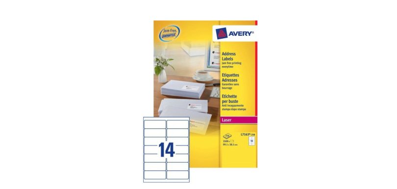 Boîte de 3500 étiquettes LaserBlanc 99,1X38,1 L7163-250