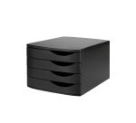 Module de classement 4 tiroirs 100% recyclé polystyrène - Dim L30 x H21,6 x P37,5 cm Noir