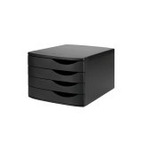 Module de classement 4 tiroirs 100% recyclé polystyrène - Dim L30 x H21,6 x P37,5 cm Noir