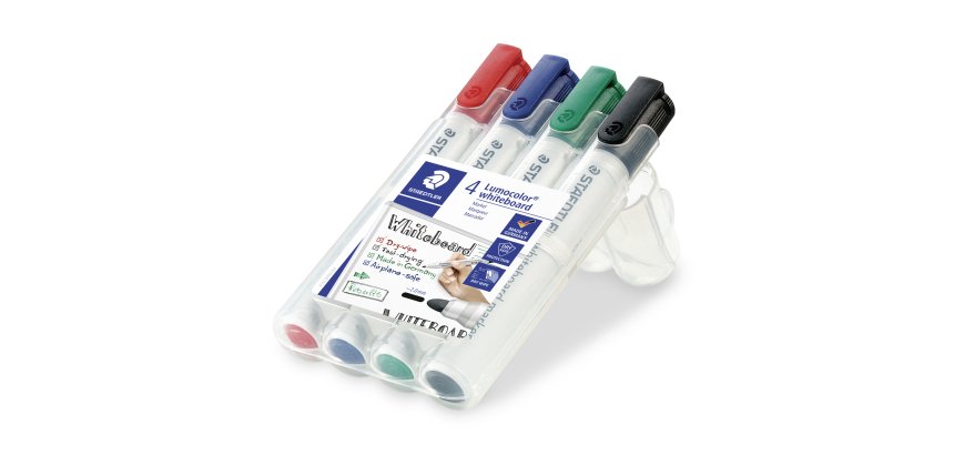 Marqueur staedtler tableau blanc dry safe pointe ogive assortiment 4 unités