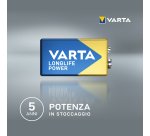 Varta Longlife Power, Batteria Alcalina, 9V, E-Block, 6LP3146