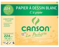 Pochette 12 feuilles papier dessin Canson C à Grain 21x29,7cm, 224 g/m²