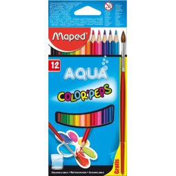 Boîte de 12 crayons de couleur aquarellables COLOR'PEPS + 1 pinceau offert