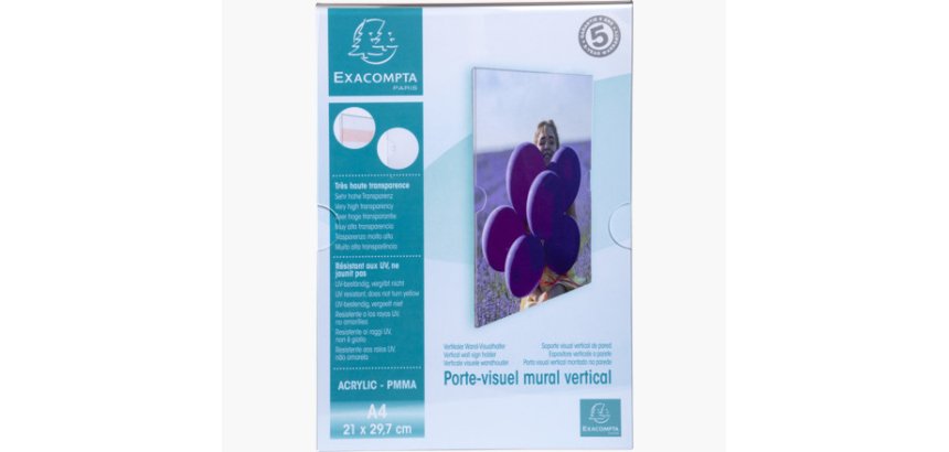 Porte-visuel mural vertical A4 - Cristal