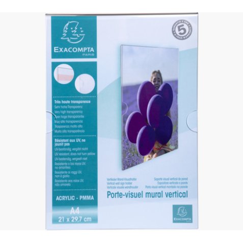 Porte-visuel mural vertical A4 - Cristal