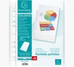Sachet de 50 pochettes perforées polypropylène grainé 5/100e - A4 - Cristal