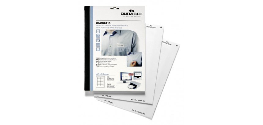 Badge BADGEFIX, autocollant, 40 x 75 mm