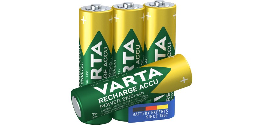 Varta Recharge Accu Power AA 2100 mAh Blister da 4 (Batteria NiMH Accu Precaricata, Mignon, batteria ricaricabile, pronta all'uso)