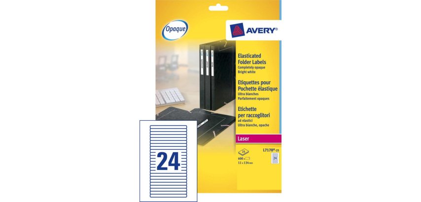 Etiquettes laser pour chemises et classeurs 134 x 11 - Avery L7170-25 - Boîte de 600