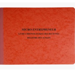 Piqûre 24x32cm Livre chronologique des recettes - Reg. des achats - Spécial micro-entrepreneurs - Couleurs assorties
