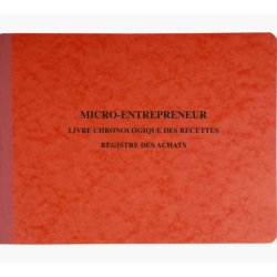 Piqûre 24x32cm Livre chronologique des recettes - Registre des achats - Spécial micro-entrepreneurs - 80 pages - Couleurs assorties
