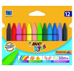 Pastelli Plastidecor Triangle - in plastica - colori assortiti - Bic - conf. 12 pezzi