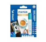 Marqueur pilot pintor peinture base d'eau ultra-couvrante multi surface pointe moyenne résistante set 6 coloris métal