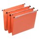 Boîte de 25 dossiers suspendus DUAL TIROIR en kraft 220g. Fond V, volet agrafage. Orange