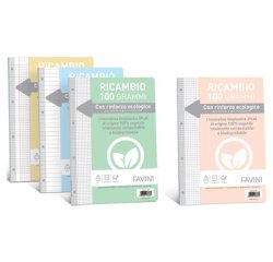 Ricambi forati riforzati ecologico - A4 - 5mm c/margine - 100gr -Favini - conf. 40 pezzi