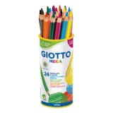 Crayon couleur giotto mega forme hexagonale mine large 5.5mm coloris assortis pot 24 unités