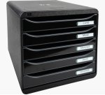 Module classement exacompta big-box plus 5 tiroirs monobloc ultra rigide a4+ 347x278x271mm coloris noir glossy