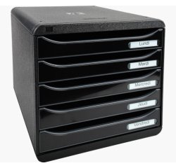 Module classement exacompta big-box plus 5 tiroirs monobloc ultra rigide a4+ 347x278x271mm coloris noir glossy