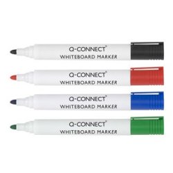 Marqueur q-connect tableau blanc pointe ogive tracé 2/3mm   corps plastique encre base    alcohol pochette 4 unit assort