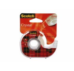 Dévidoir scotch crystal transparent rechargeable + 1 ruban adhésif 19mmx25m