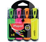 Surligneur maped fluo'peps fluorescent classique pochette 4 unités vert jaune rose orange