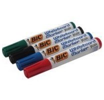 Marqueur bic velleda 1751 effaçable pointe biseautée tracé 2/5mm encre base alcool inodore corps plastique boîte 4u