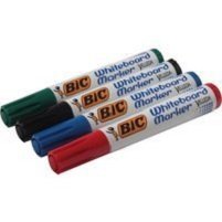 Marqueur bic velleda 1751 effaçable pointe biseautée tracé 2/5mm encre base alcool inodore corps plastique boîte 4u