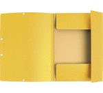 Chemise exacompta 3 rabats carte lustree 355gr a4        fermeture elastique etiquette coloris jaune lot 10 unites