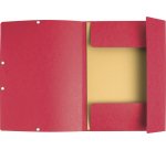 Chemise exacompta 3 rabats carte lustree 355gr a4        fermeture elastique etiquette coloris rouge lot 10 unites